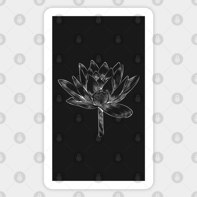 White lotus flower on black background Sticker by ZenNature